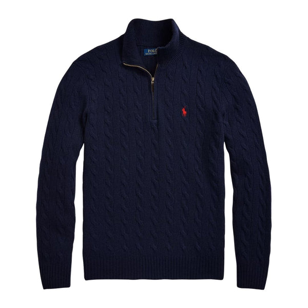 Polo Ralph Lauren Cable-Knit Quarter-Zip Jumper - Navy
