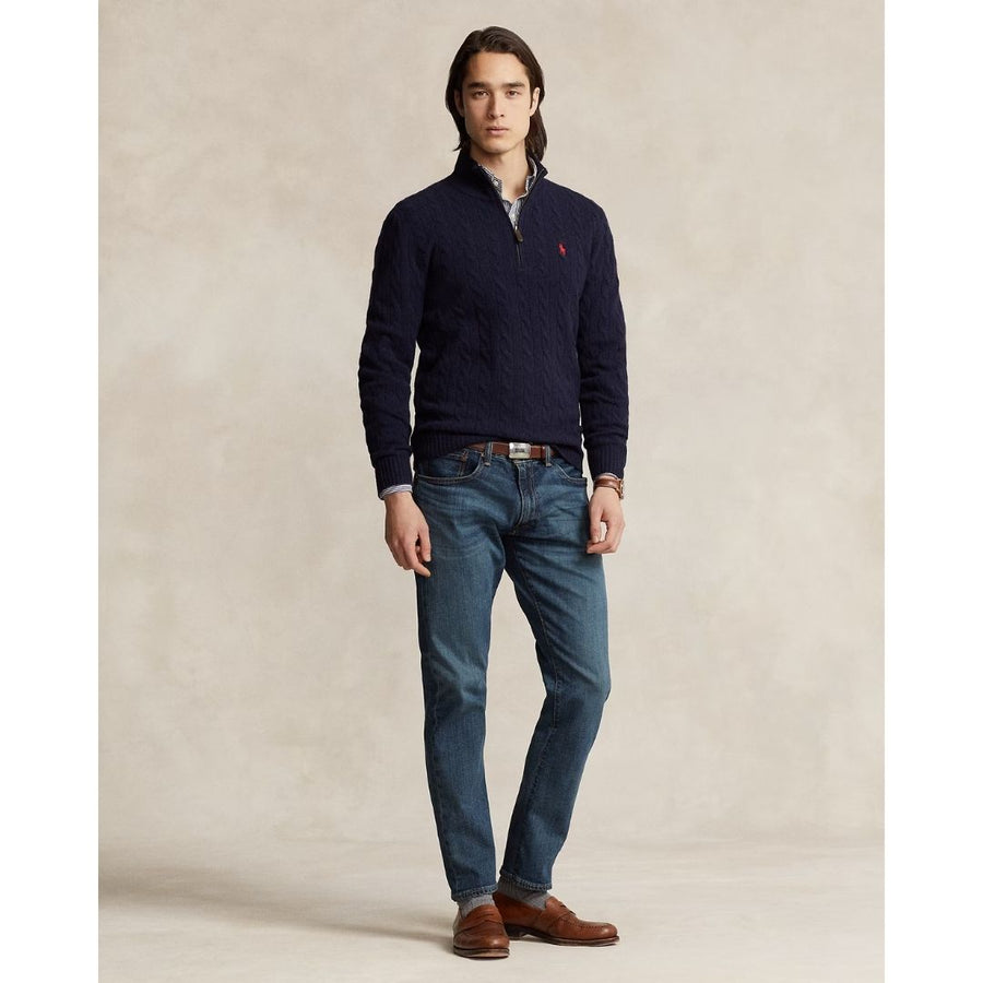 Polo Ralph Lauren Cable-Knit Quarter-Zip Jumper - Navy