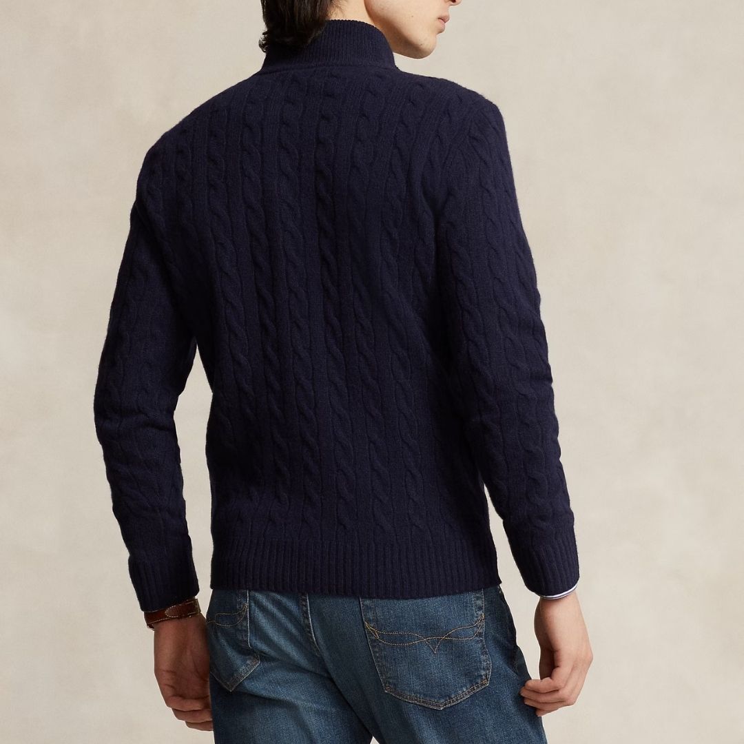 Polo Ralph Lauren Cable-Knit Quarter-Zip Jumper - Navy