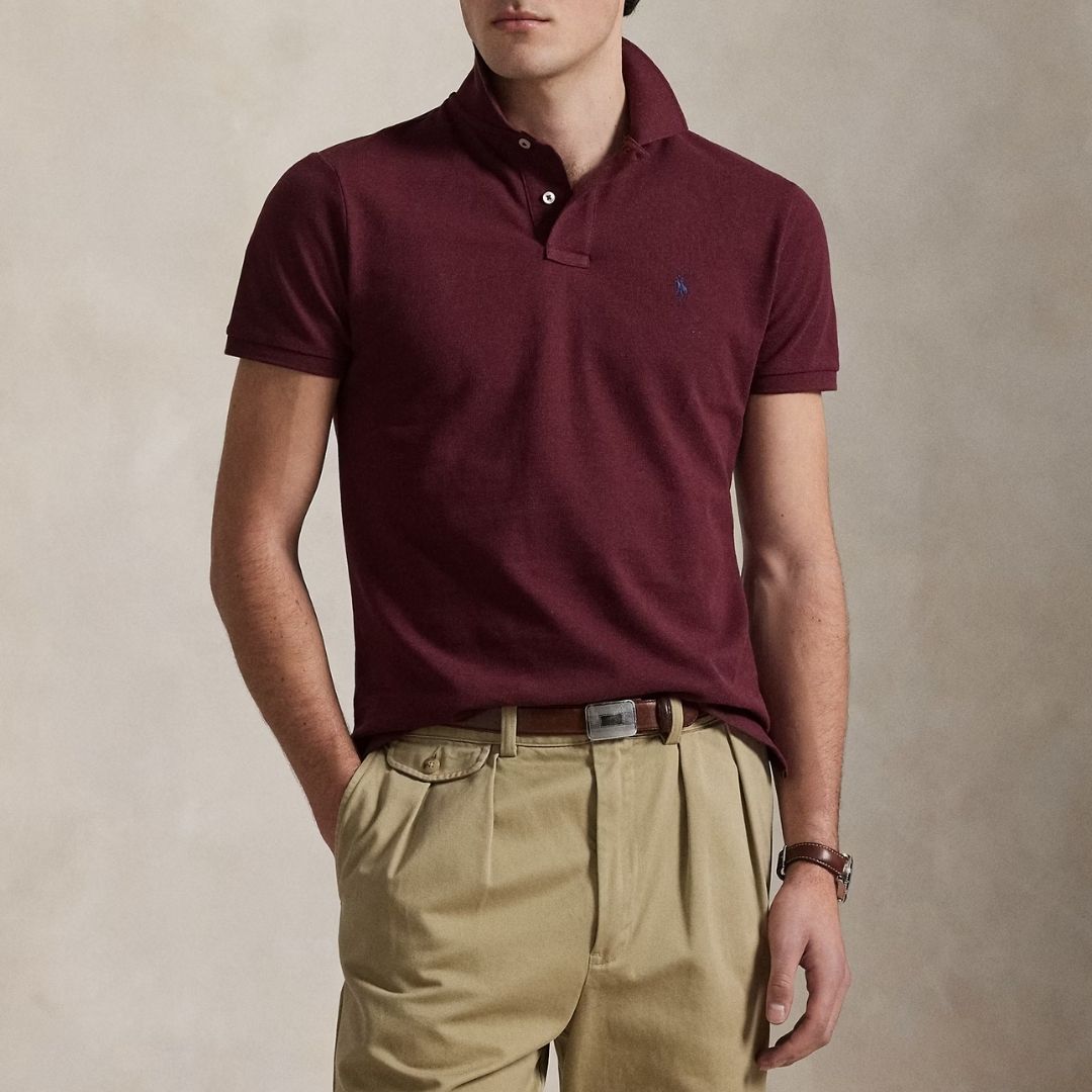 Polo Ralph Lauren Iconic Custom Slim Fit Mesh Polo - Wine