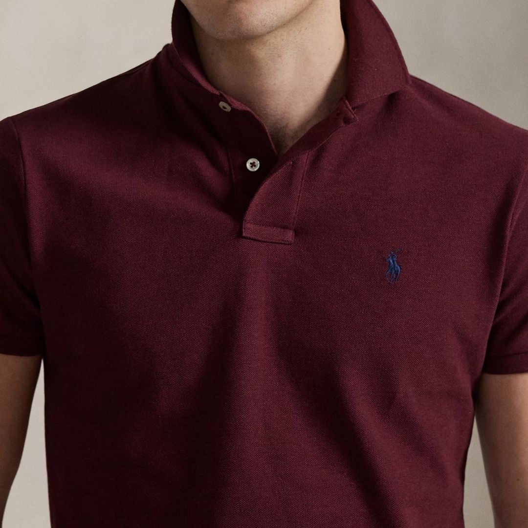 Polo Ralph Lauren Iconic Custom Slim Fit Mesh Polo - Wine