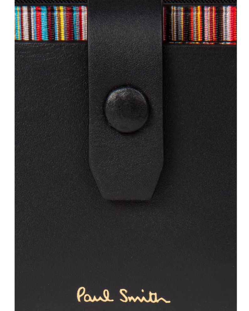 Paul Smith Leather Credit Card Holder With Signature Stripe - Black