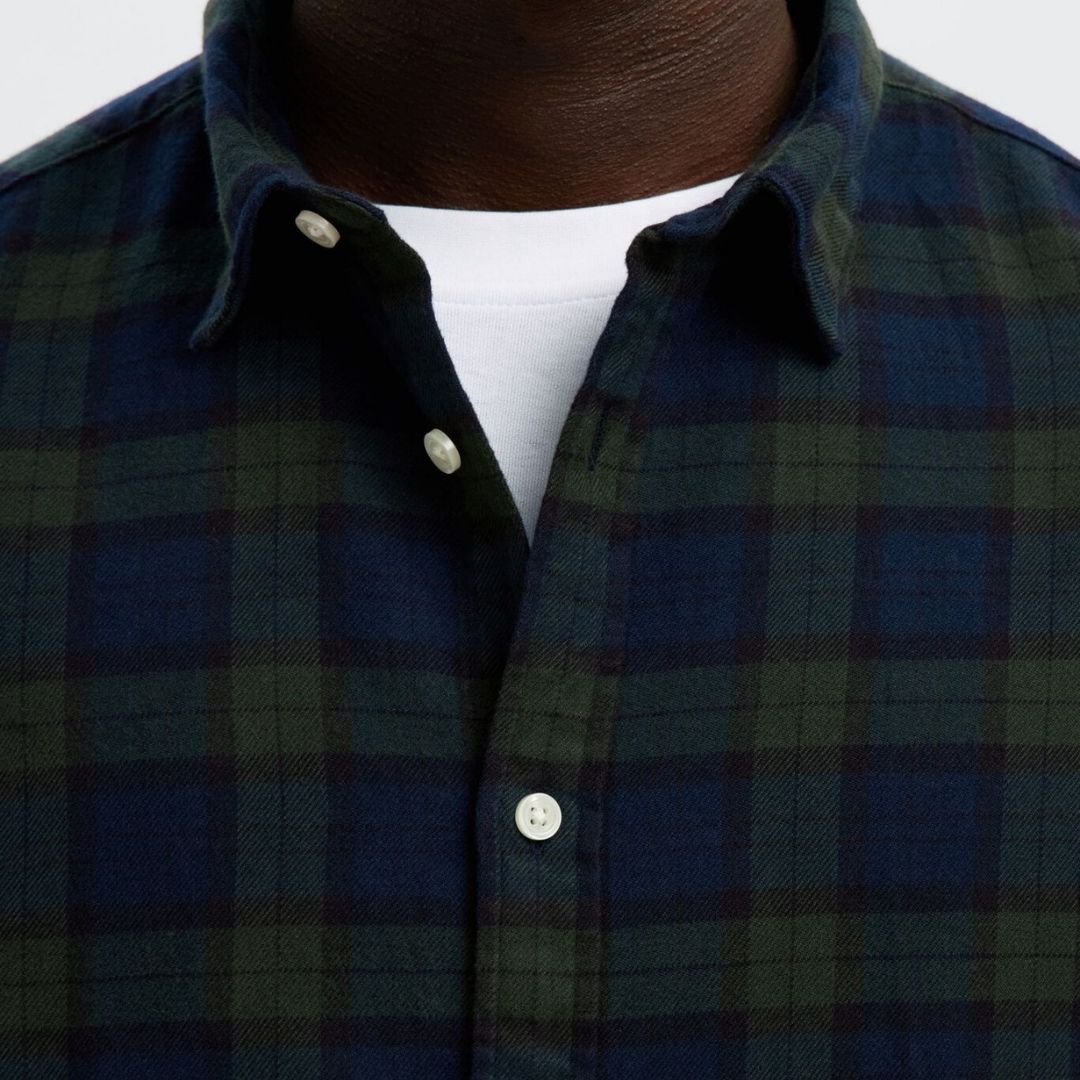 Selected Homme Regular Fit Check Shirt - Deep Forest Dark Sapphire