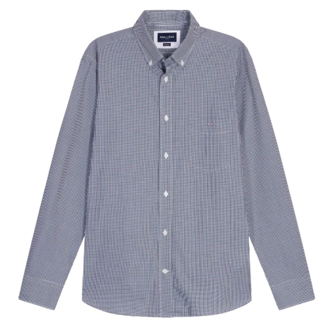 Eden Park Cotton Poplin Gingham Shirt - Navy