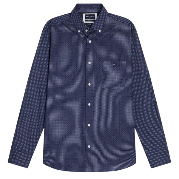 Eden Park Pima Cotton Shirt with Micro Patterned Bow Tie - Navy