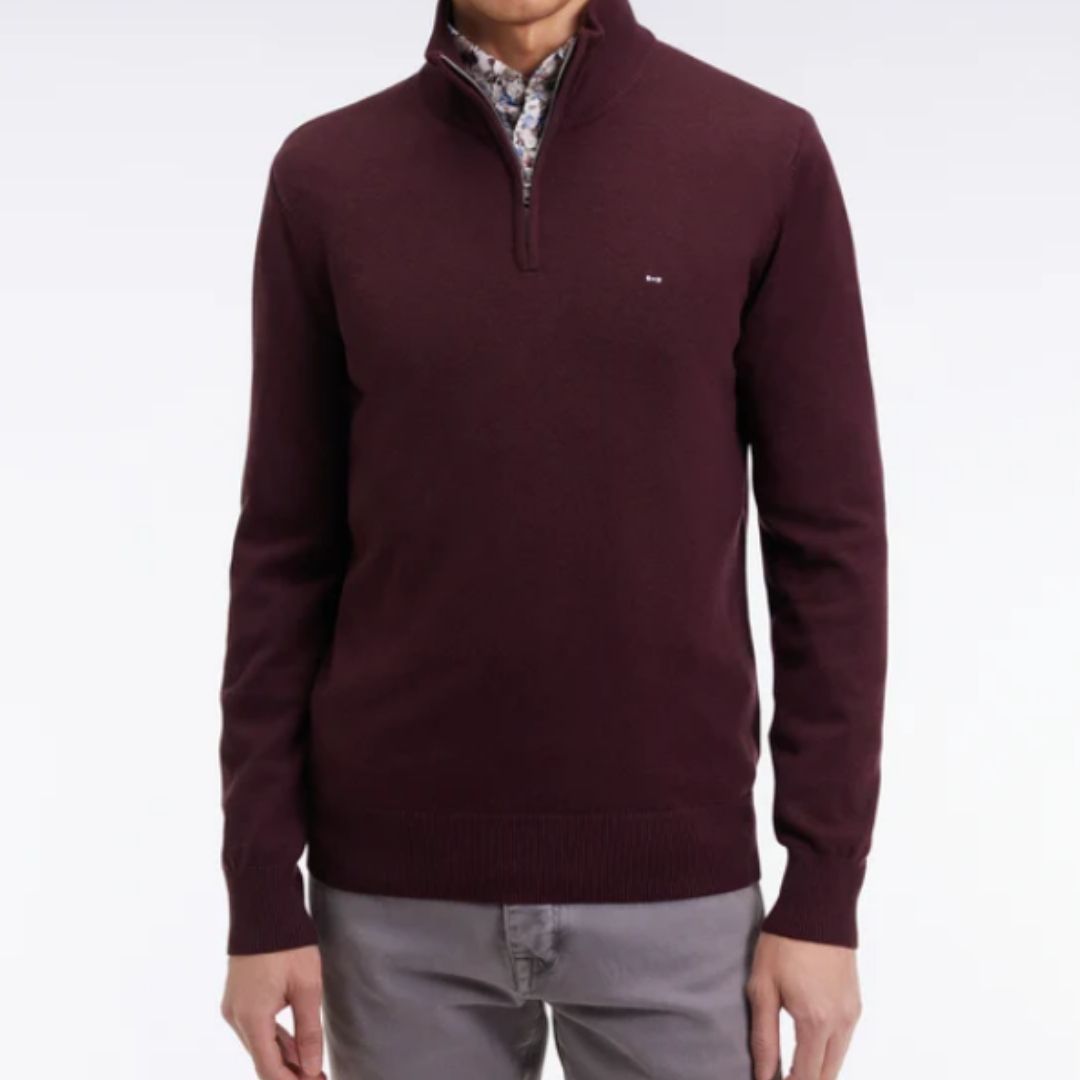 Eden Park wool and cotton trucker-neck sweater - Wine