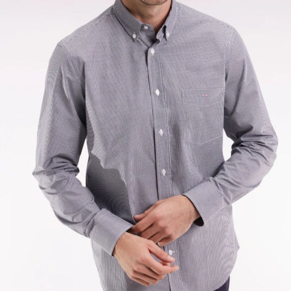Eden Park Cotton Poplin Gingham Shirt - Navy