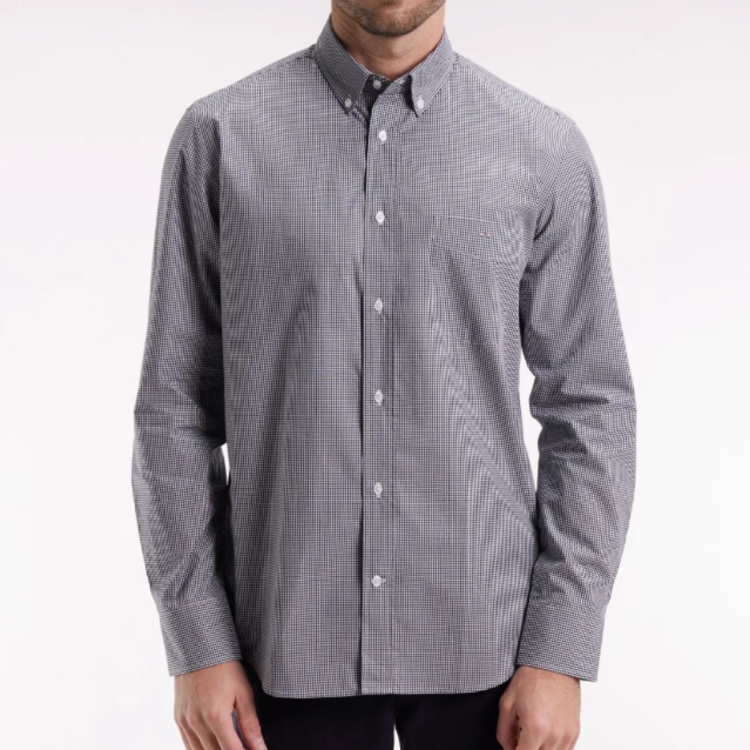 Eden Park Cotton Poplin Gingham Shirt - Navy