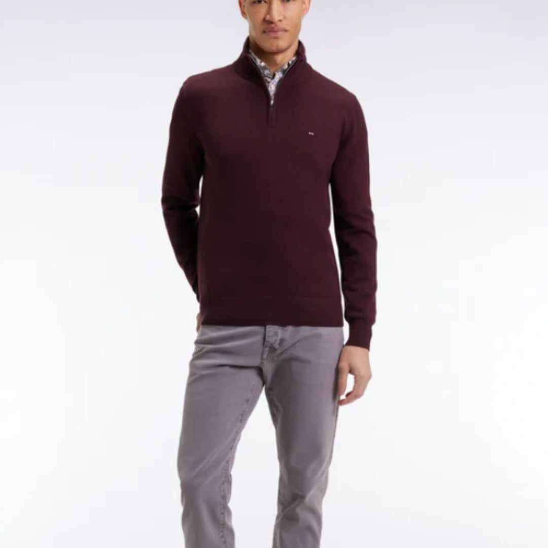 Eden Park wool and cotton trucker-neck sweater - Wine
