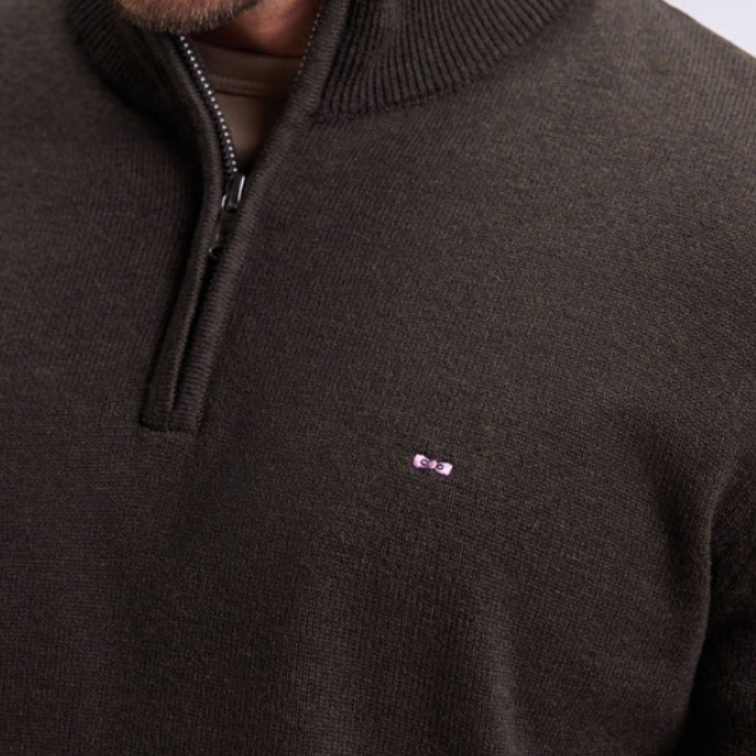 Eden Park wool and cotton trucker-neck sweater - Brown