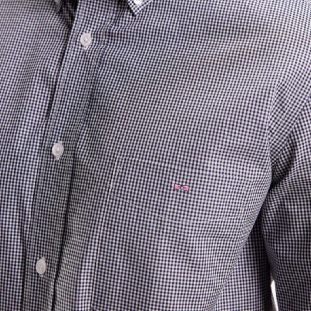 Eden Park Cotton Poplin Gingham Shirt - Navy