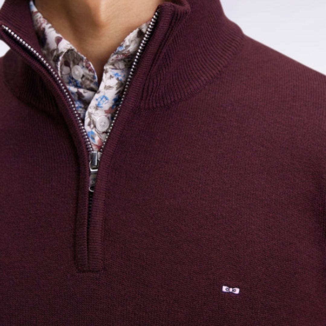 Eden Park wool and cotton trucker-neck sweater - Wine