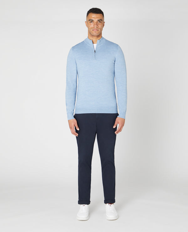 Remus Uomo Long Sleeve Half Zip Sweater - Blue