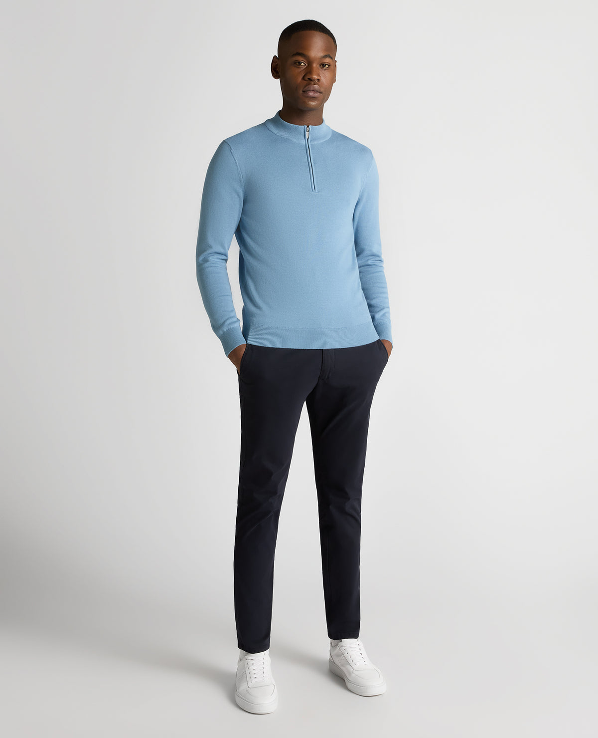 Remus Uomo Long Sleeve Half Zip Sweater - Blue
