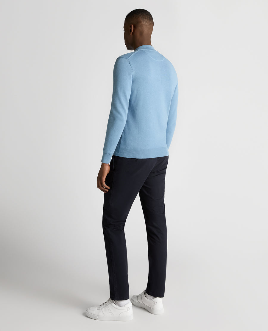Remus Uomo Cotton Half-Zip Sweater - Blue