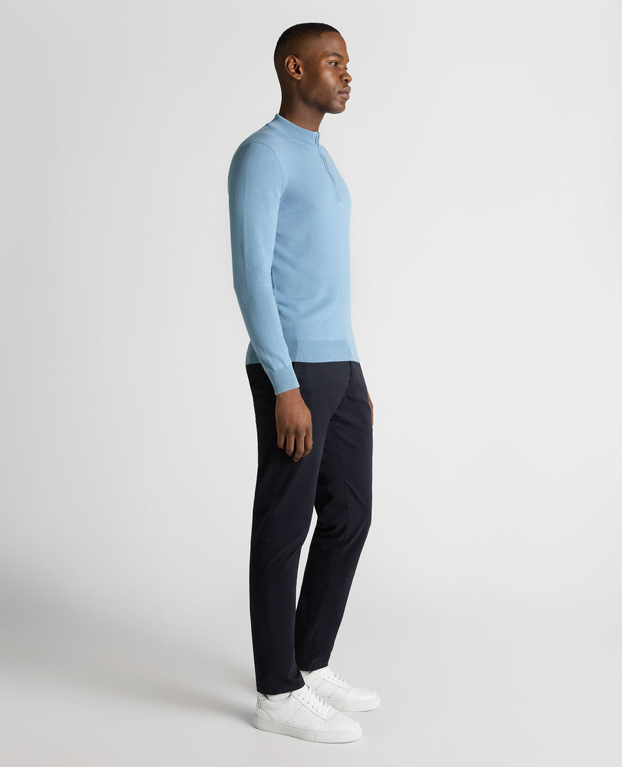Remus Uomo Cotton Half-Zip Sweater - Blue
