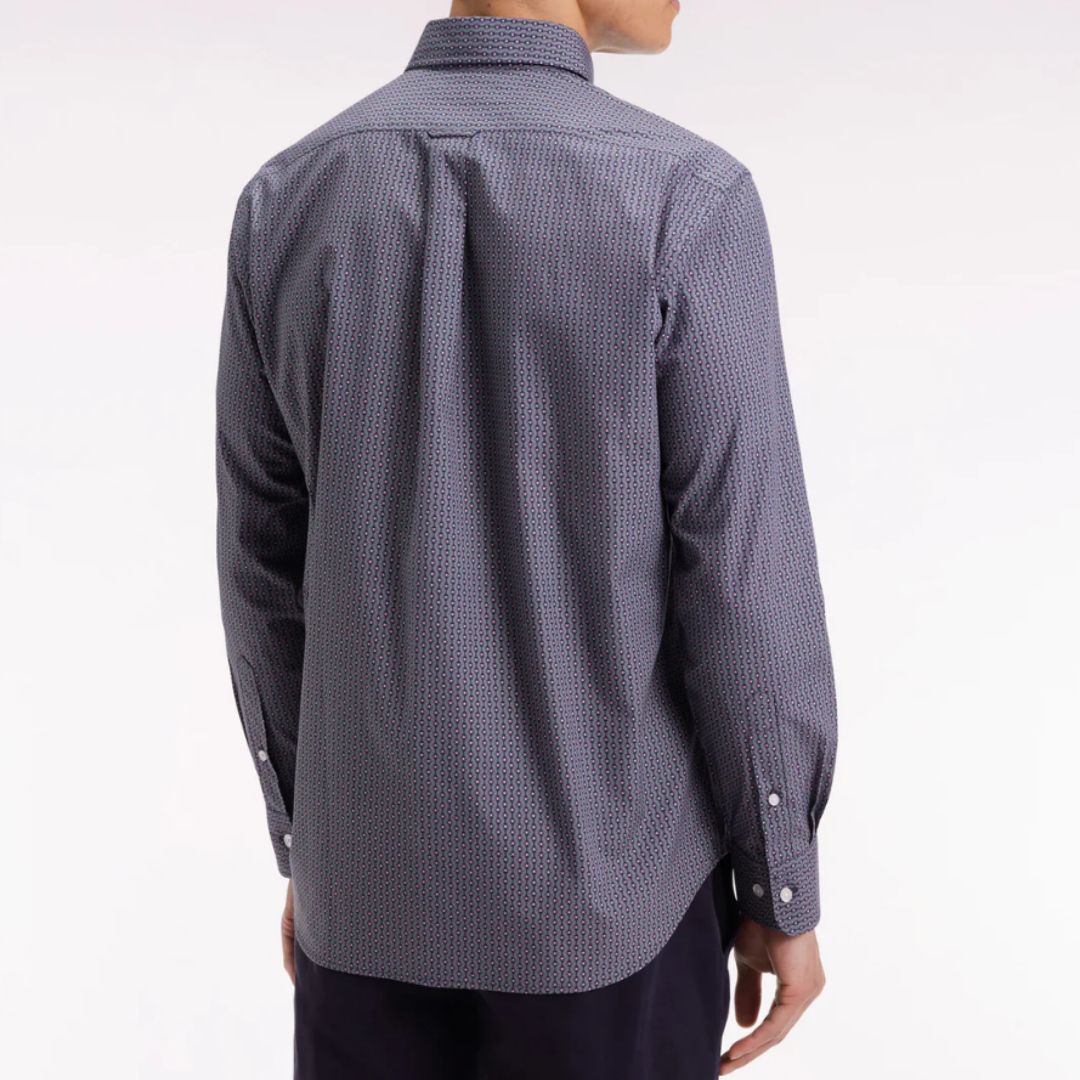 Eden Park Cotton Shirt with Graphic Micro-Patterns - Navy