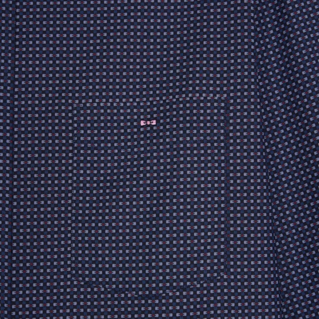 Eden Park Pima Cotton Shirt with Micro Patterned Bow Tie - Navy