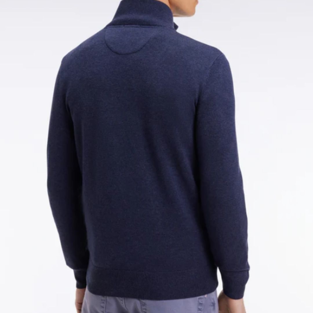 Eden Park Blue wool and cotton trucker-neck sweater - Navy