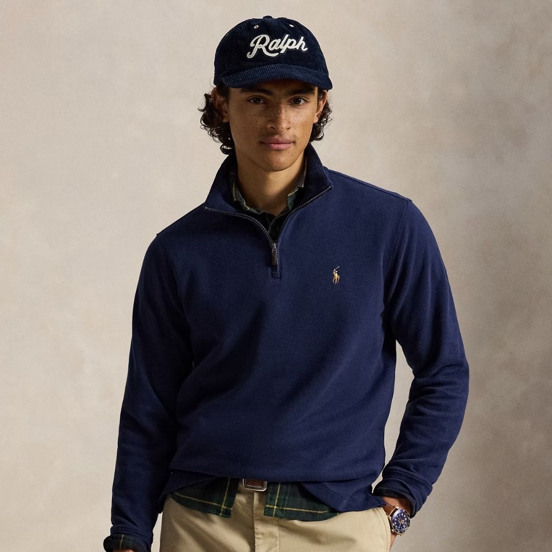 Polo Ralph Lauren Estate-Rib Quarter-Zip Pullover - Navy