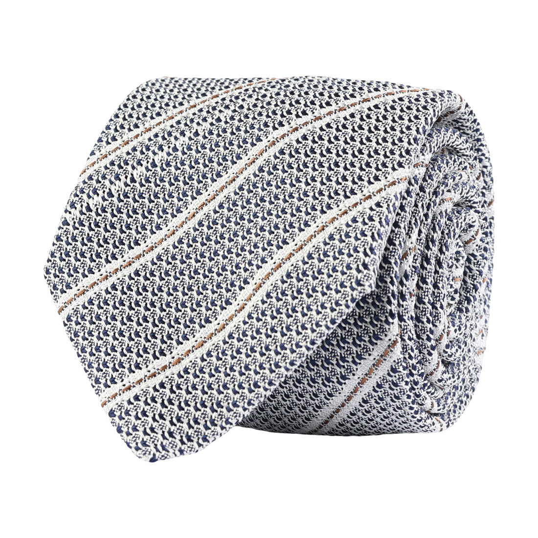 Amanda Christensen 100% Silk Stripped Tie - Navy