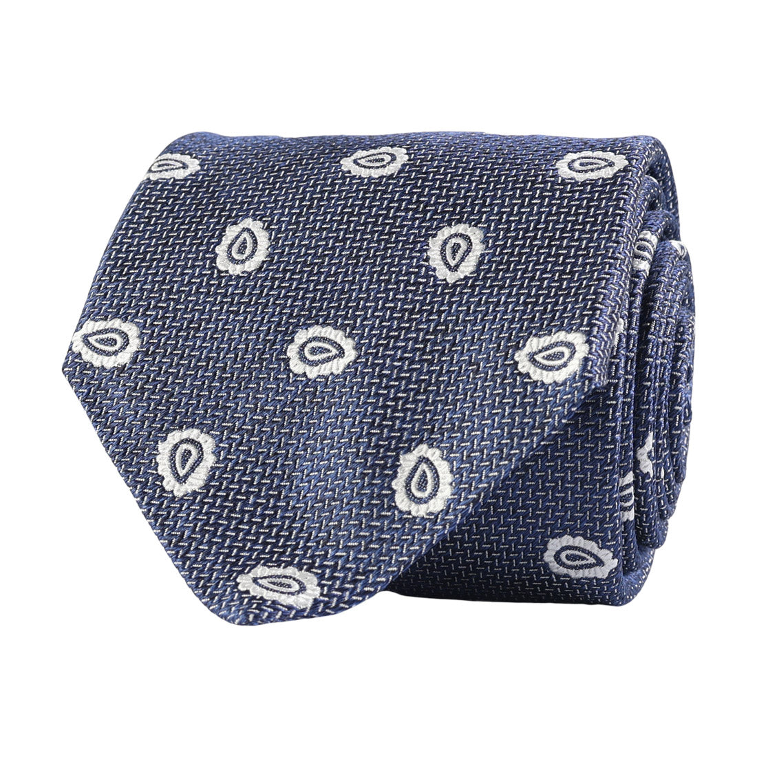 Amanda Christensen 100% Silk Paisley Drop Design Tie - Navy