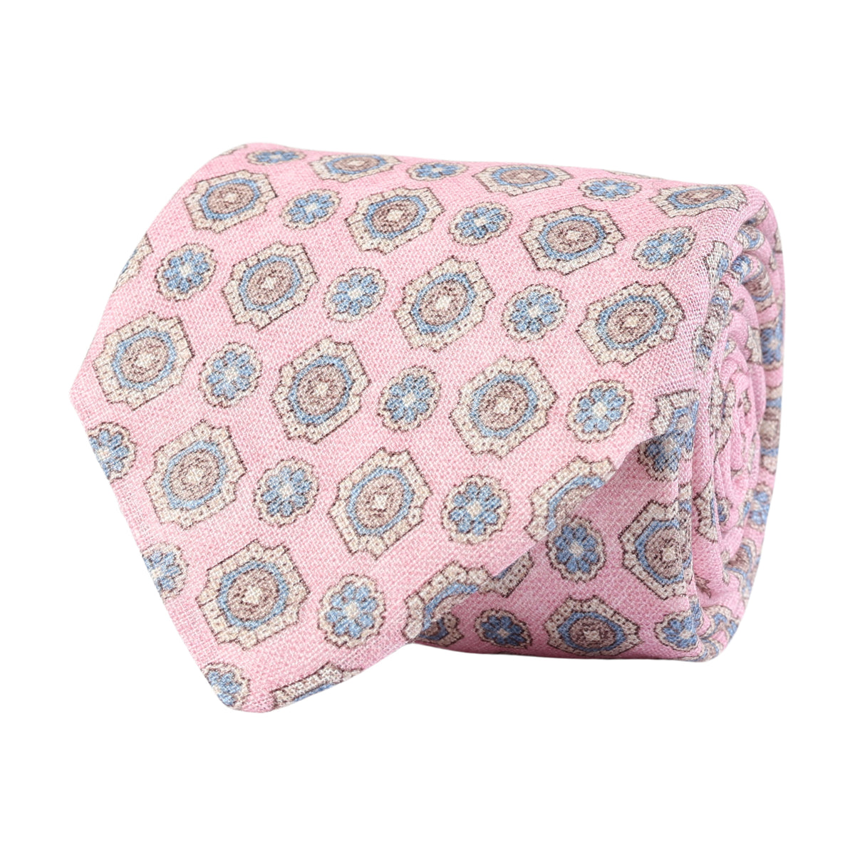 Amanda Christensen 100% Linen Floral Design Tie - Pink