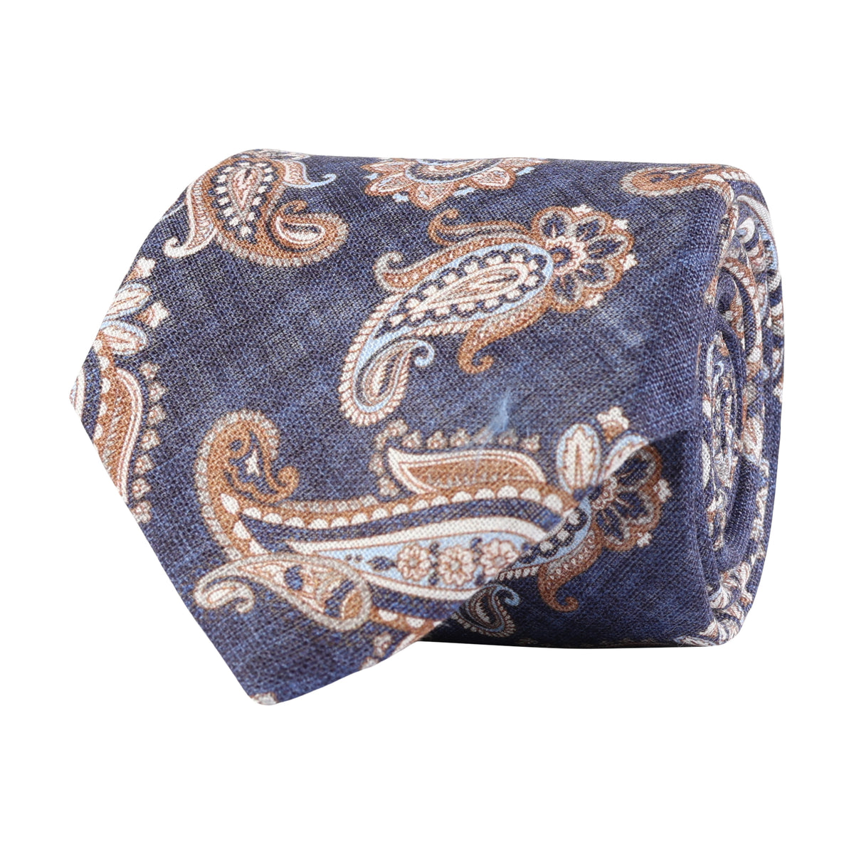 Amanda Christensen 100% Linen Paisley Print Tie - Navy