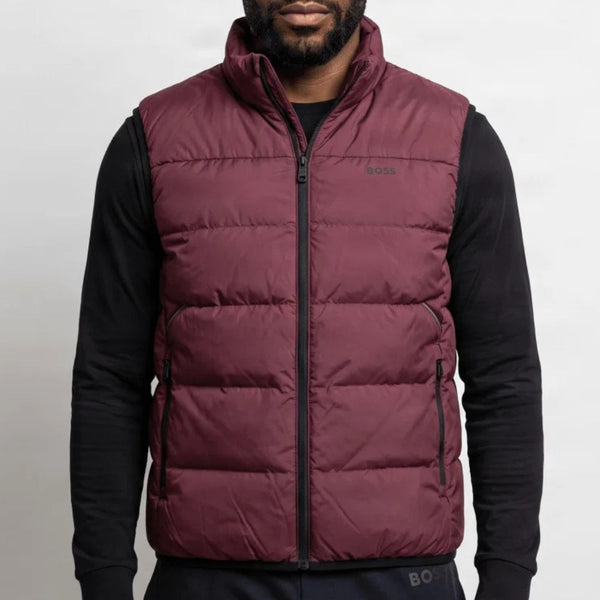 Boss Regular-fit padded gilet with zipped pockets - Pink