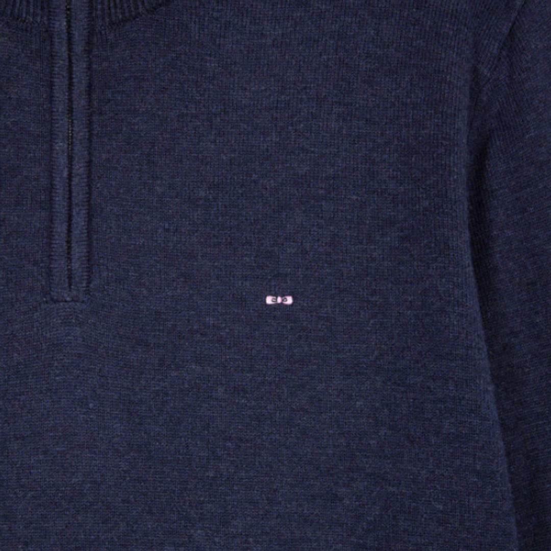 Eden Park Blue wool and cotton trucker-neck sweater - Navy