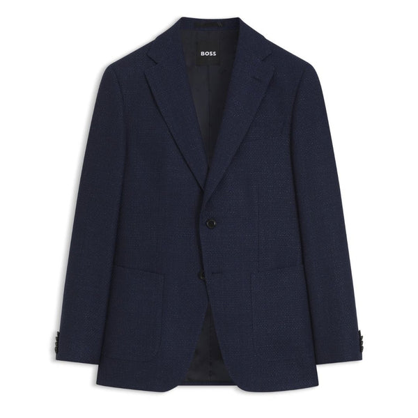 BOSS H-Hutson Slim Fit Virgin Wool Blend Blazer – Blue