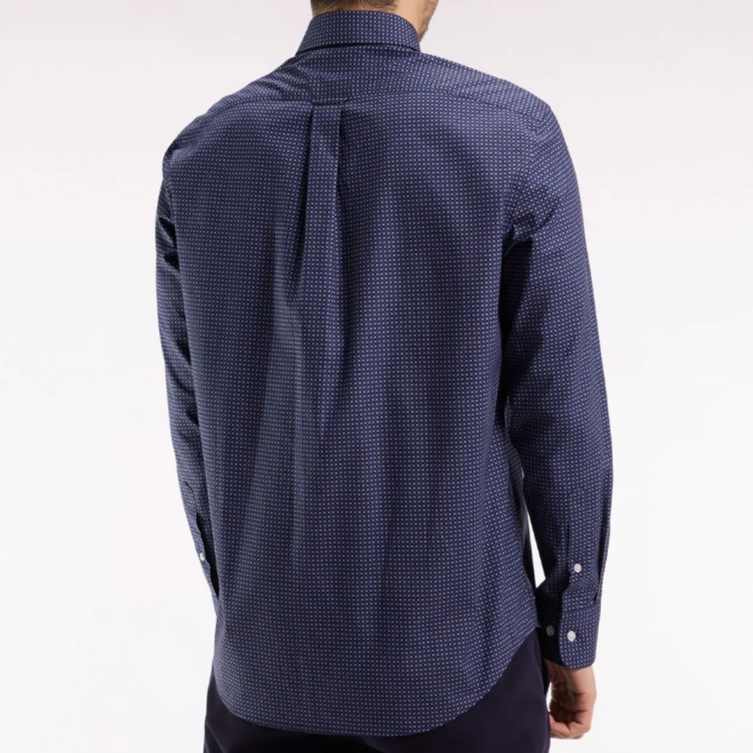 Eden Park Pima Cotton Shirt with Micro Patterned Bow Tie - Navy