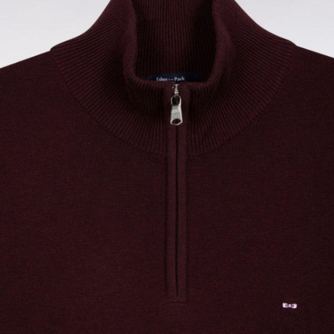 Eden Park wool and cotton trucker-neck sweater - Wine