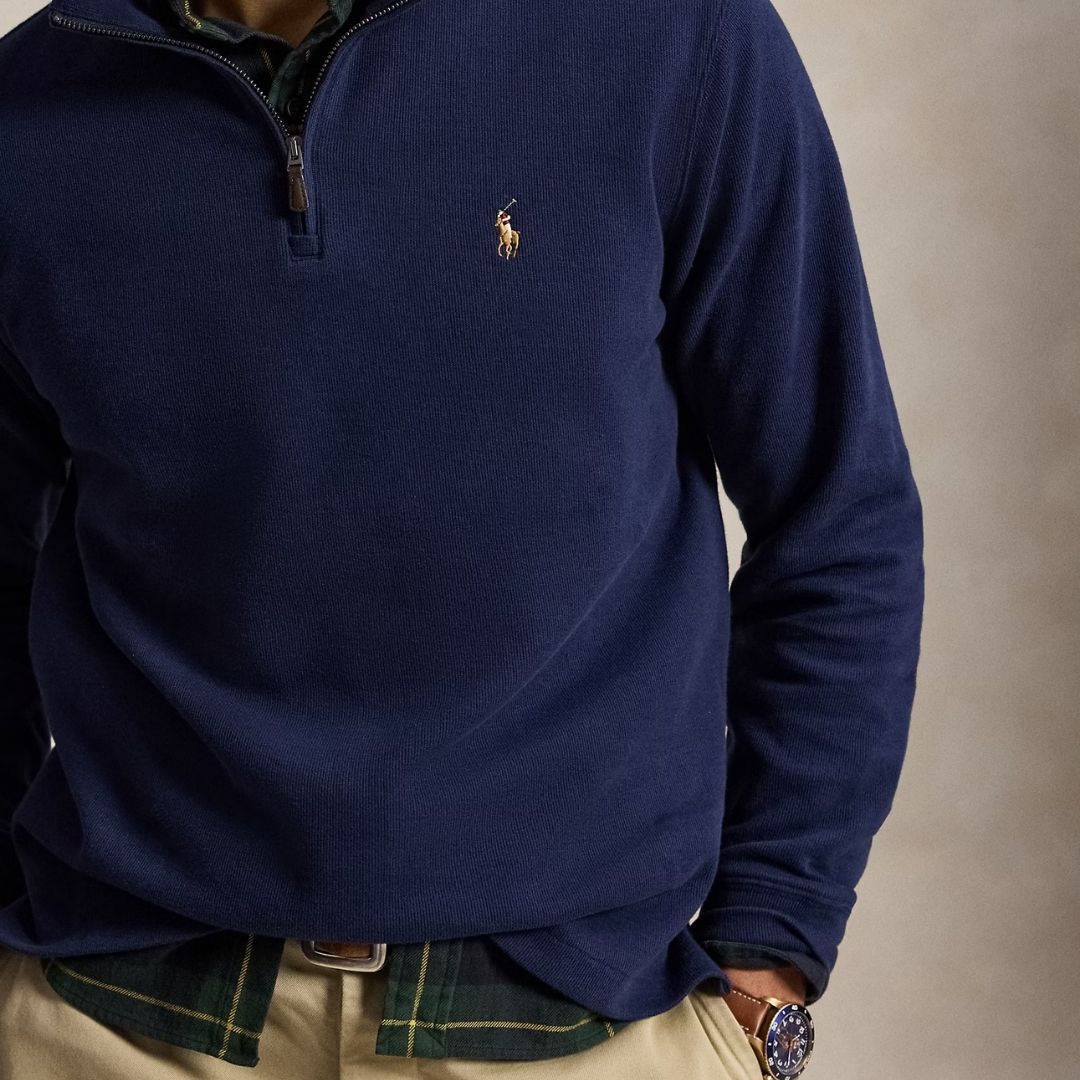 Polo Ralph Lauren Estate-Rib Quarter-Zip Pullover - Navy