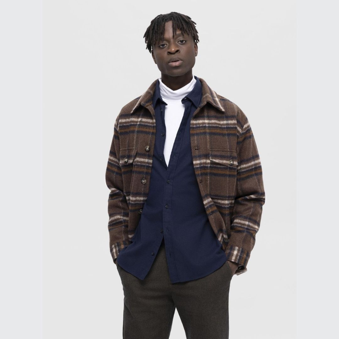 Selected Homme Brushed Flannel Solid Shirt - Dk Sapphire Blue