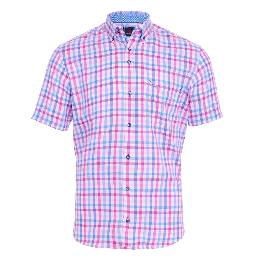 Andre Dee Short Sleeve Casual Check Shirt - Pink