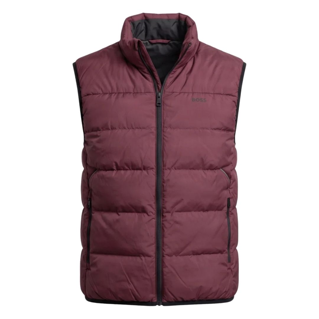 Boss Regular-fit padded gilet with zipped pockets - Pink
