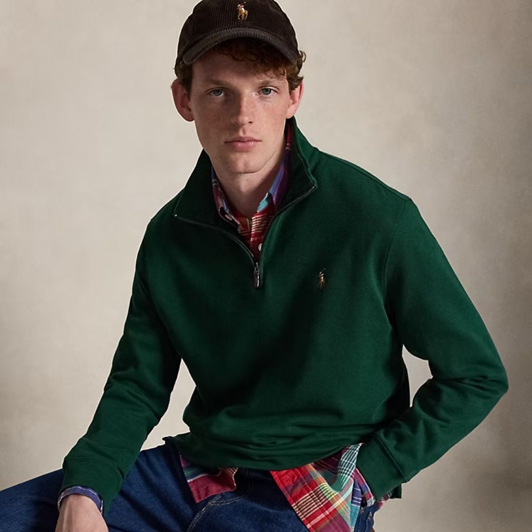 Polo Ralph Lauren Estate-Rib Quarter-Zip Pullover - Green