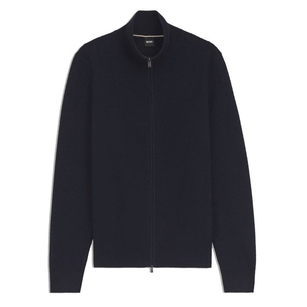 BOSS Structured Cotton Cardigan – Blue