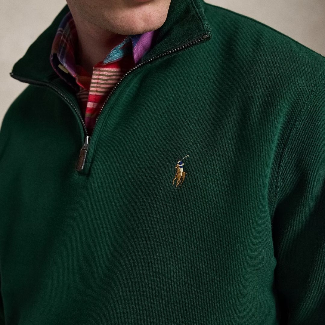 Polo Ralph Lauren Estate-Rib Quarter-Zip Pullover - Green