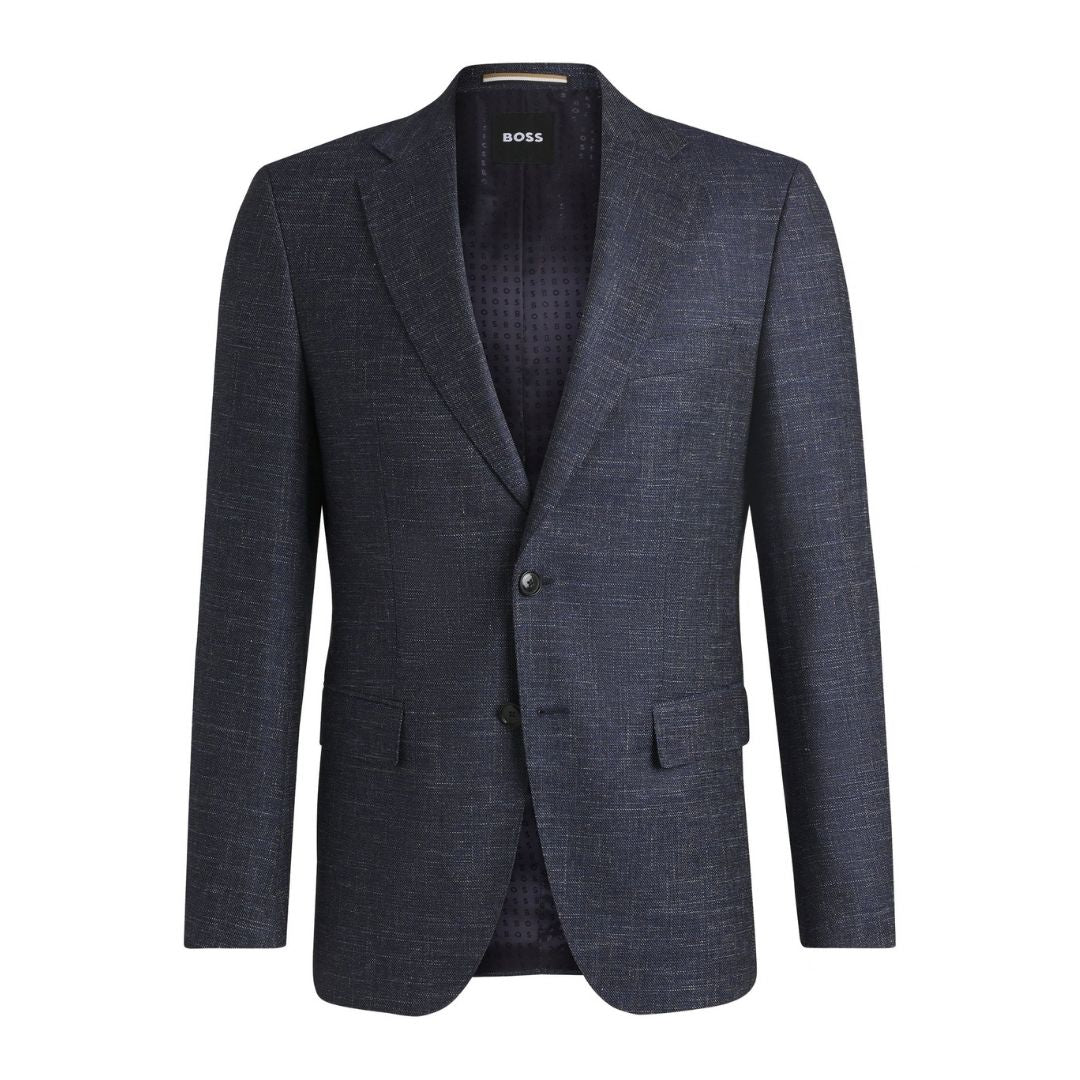 BOSS Slim Fit Patterned Stretch Suit Jacket – Blue
