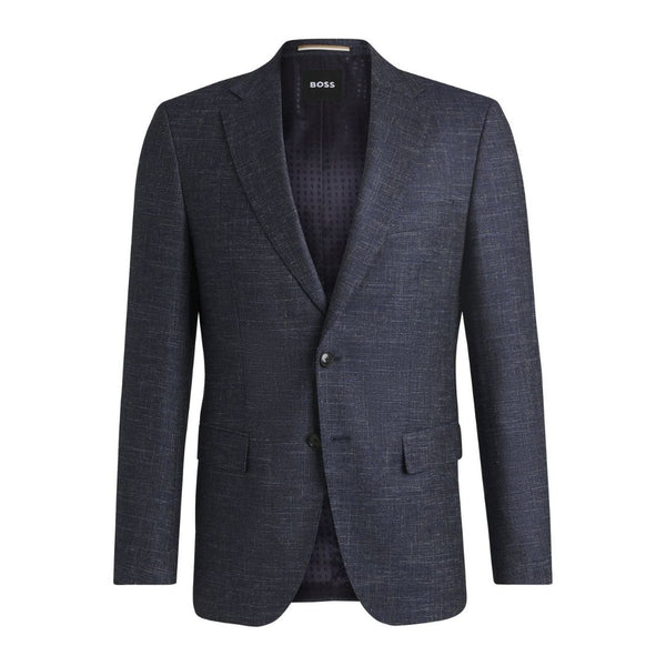 BOSS Slim Fit Patterned Stretch Suit Jacket – Blue