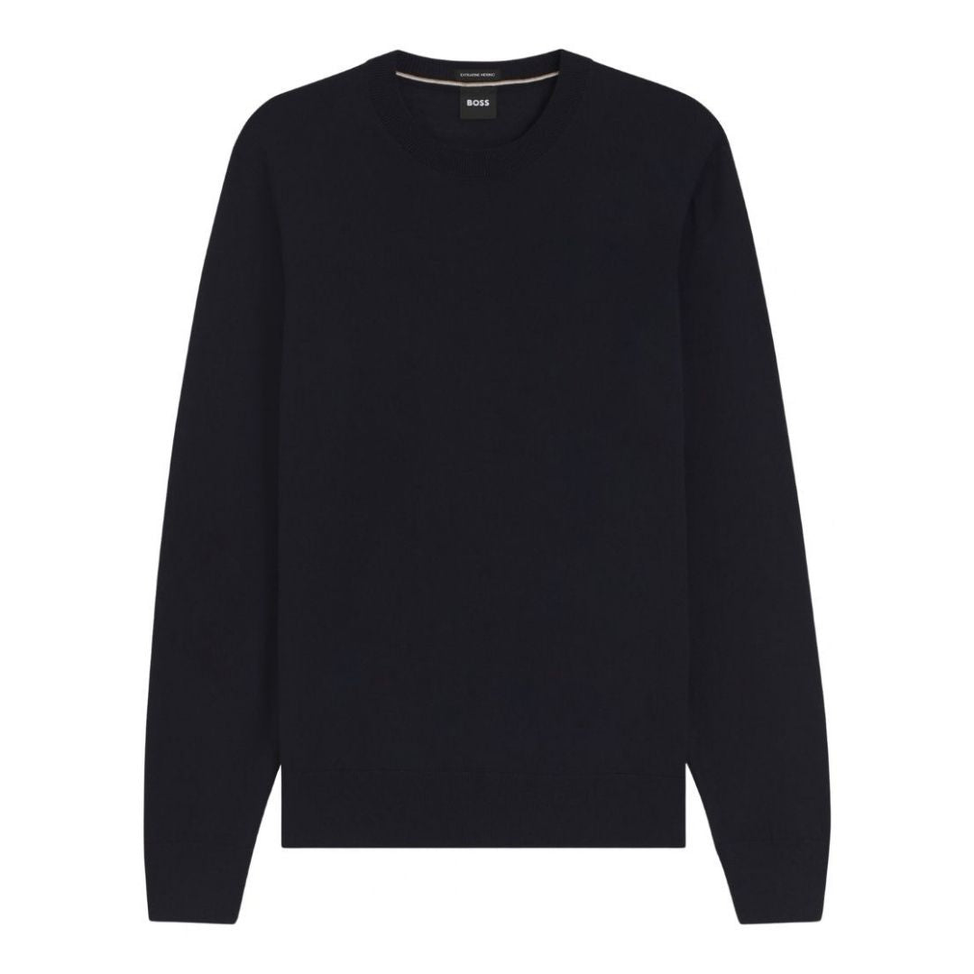 BOSS Black H-Leno Merino Wool Sweater – Dark Blue
