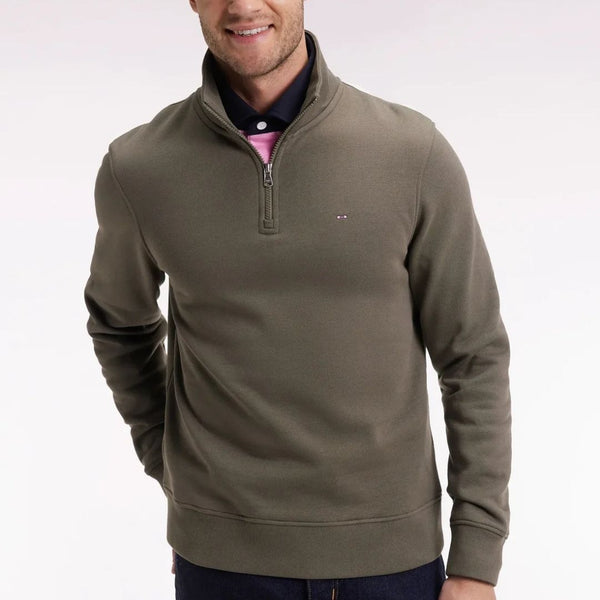 Eden Park Khaki cotton fleece zip-up sweatshirt - Green