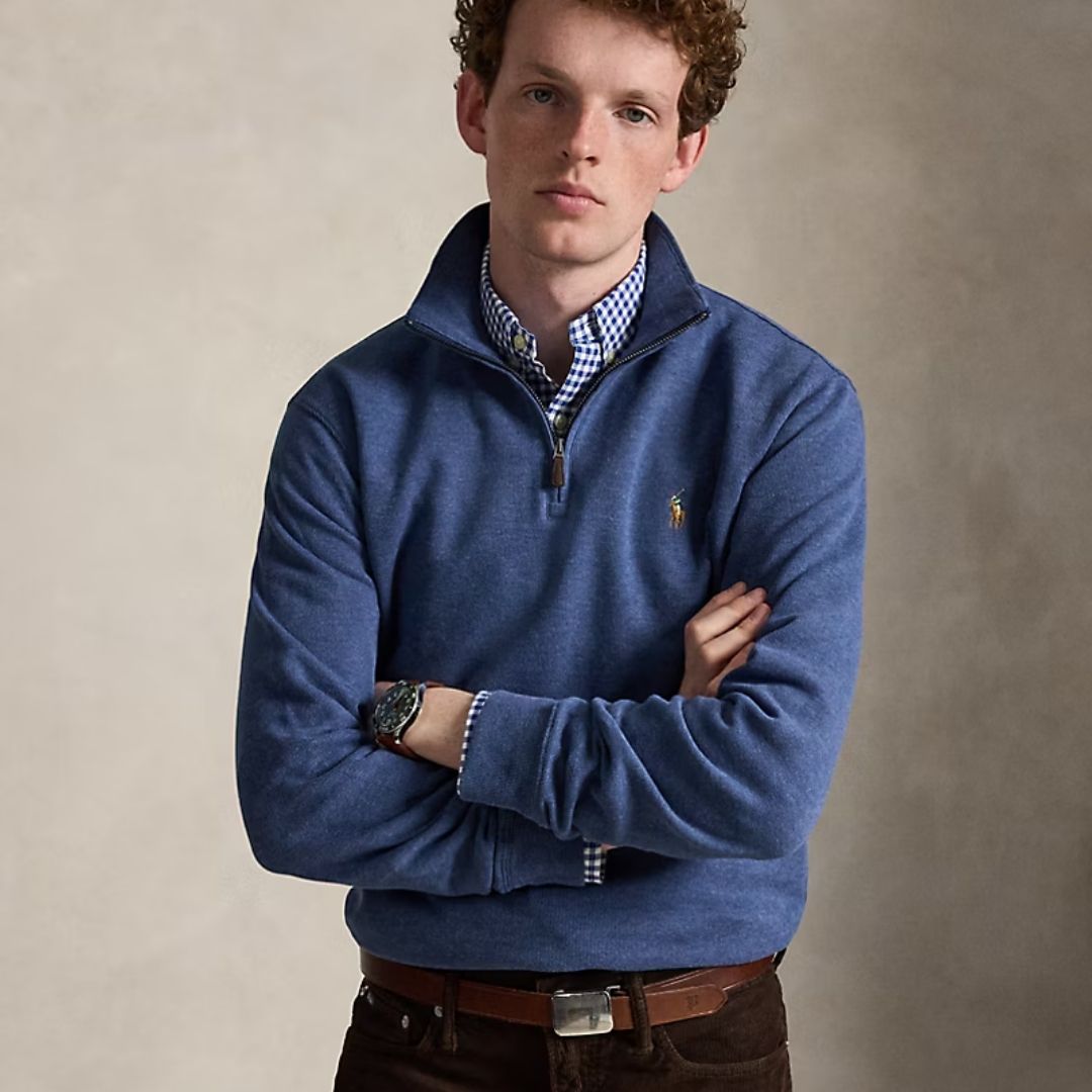 Polo Ralph Lauren Estate-Rib Quarter-Zip Pullover - Blue