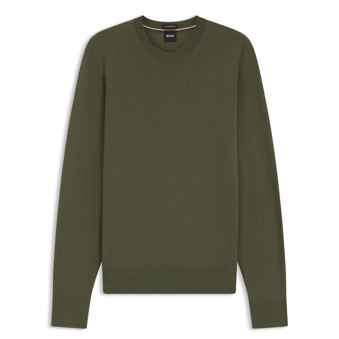 BOSS Regular Fit Merino Wool Sweater – Green