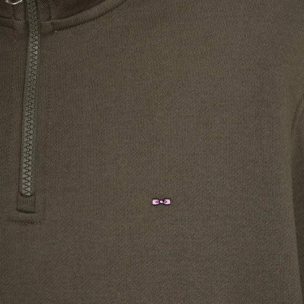 Eden Park Khaki cotton fleece zip-up sweatshirt - Green