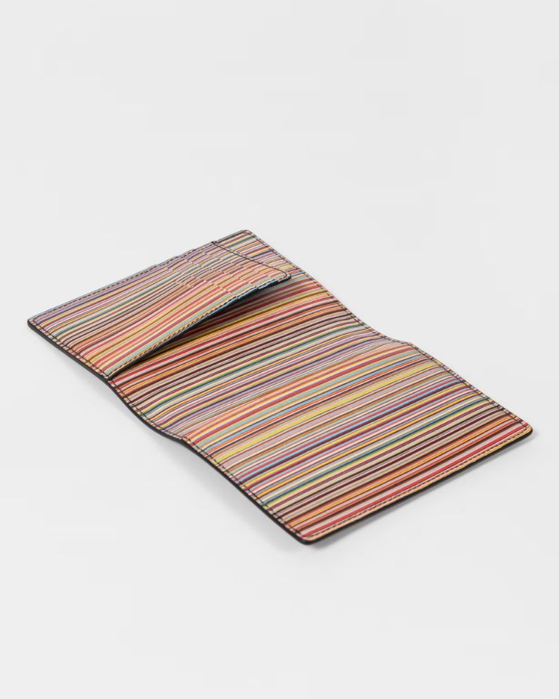 Paul Smith Signature Stripe Leather Passport Cover – Black