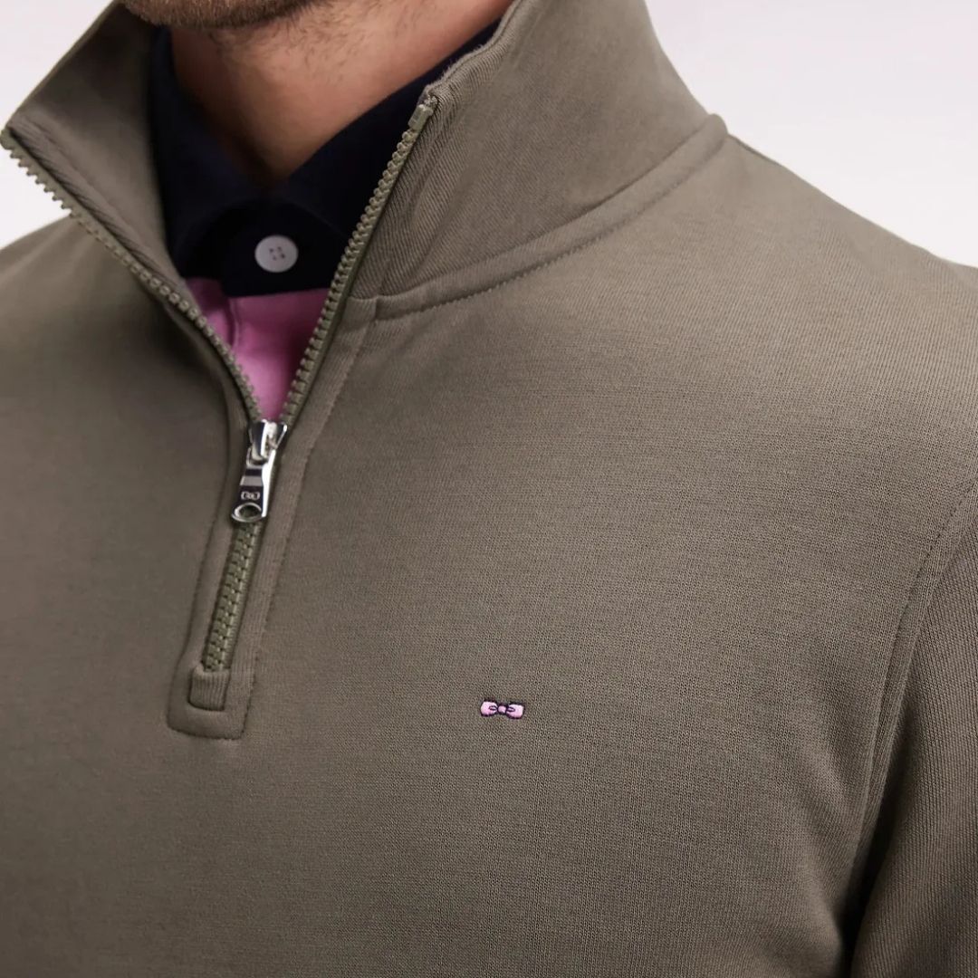 Eden Park Khaki cotton fleece zip-up sweatshirt - Green