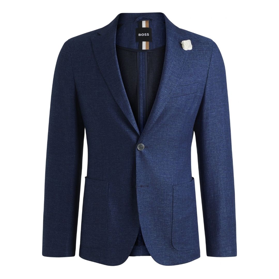 BOSS Slim Fit Micro-Patterned Blazer – Blue